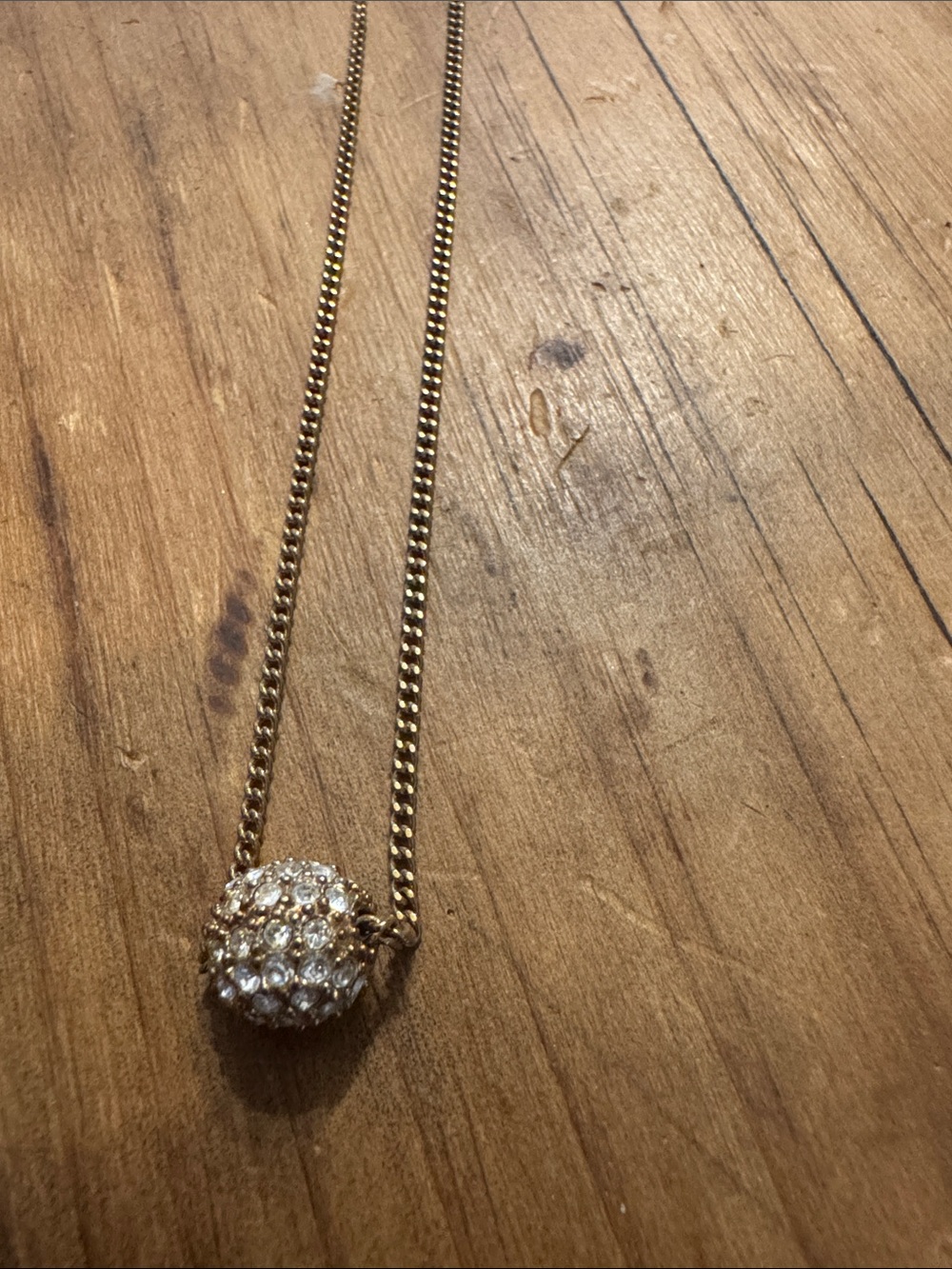 Vintage Givenchy Gold Tone Crystal Pavé Ball Pendant Necklace Signed 4G Logo